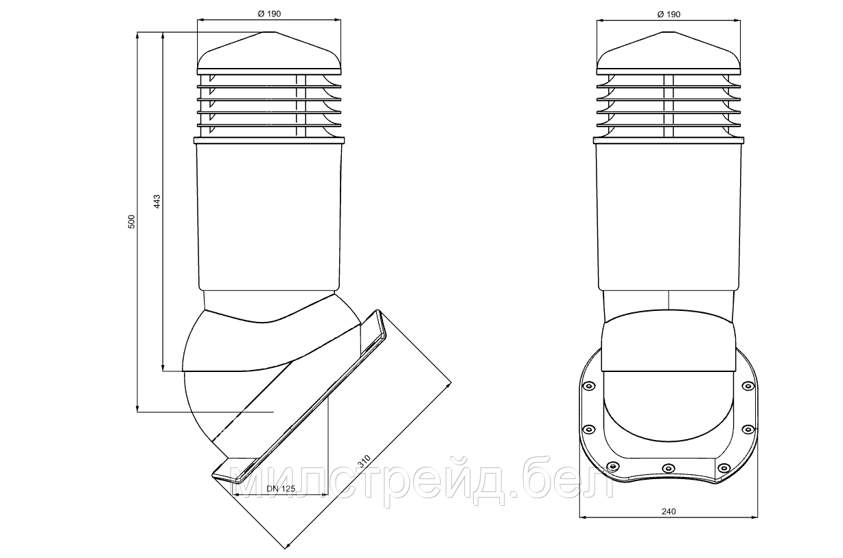 Вентиляция WiroVent Plus STANDARD для битумной кровли D 125 мм Польша - фото 2 - id-p142810457