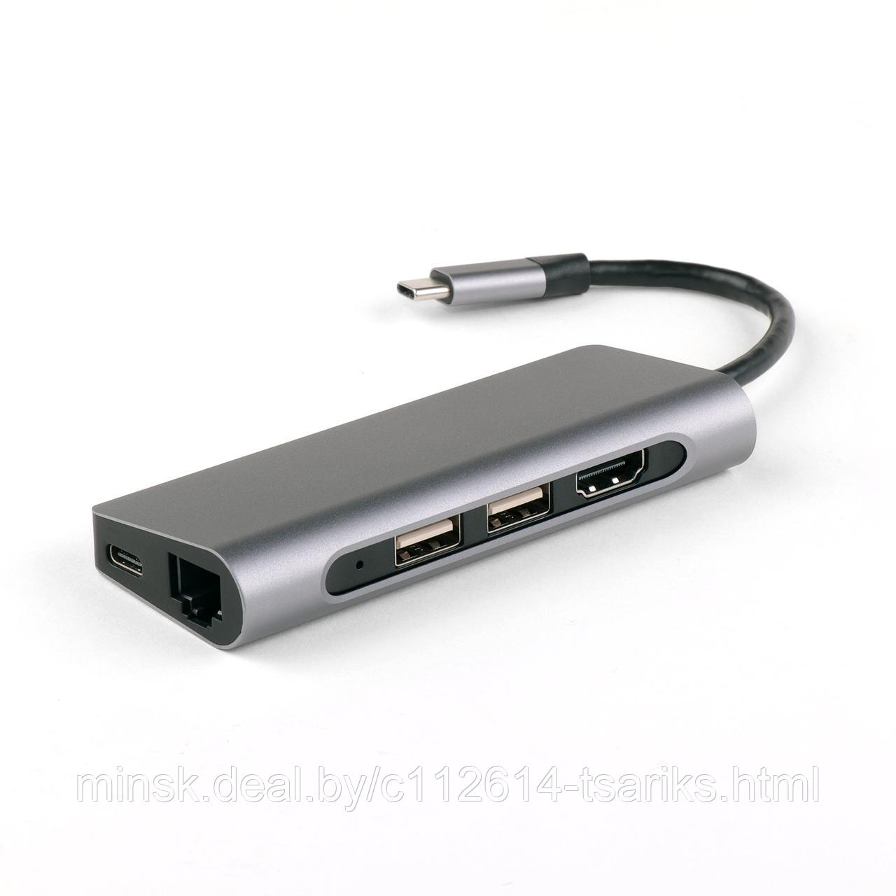 USB-концентратор IQFuture IQ-C7 Type-C USB Hub 7 в 1, USB-C PD, 2 порта USB 3.0, RJ-45, HDMI, Micro/SD - фото 1 - id-p139849351