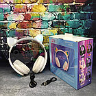 Беспроводные 5.0 bluetooth наушники со светящимися Кошачьими ушками HL89 CAT EAR Розовые, фото 4