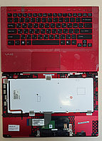 Клавиатура для ноутбука Sony Vaio VPC-SB, VPC-SD черная, верхняя панель в сборе (красная)