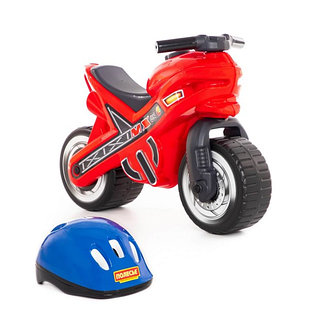 Детская игрушка каталка-мотоцикл "МХ" со шлемом арт. 46765 ПОЛЕСЬЕ