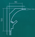 LED карниз угловой CG 204 коллекция G (150 × 90 × 1150 мм), фото 2