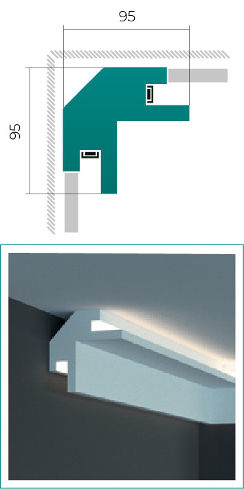 LED карниз угловой CG 203 коллекция G (95 × 95 × 1150 мм) - фото 3 - id-p142849017