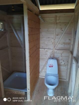 Дачный душ - туалет с террасой и дровницей 3х3 м - фото 2 - id-p142849016