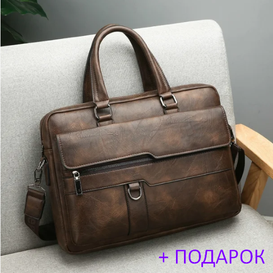 Мужская сумка-портфель JEEP BULUO (Цвет Коричневый) + ПОДАРОК - фото 1 - id-p133064496