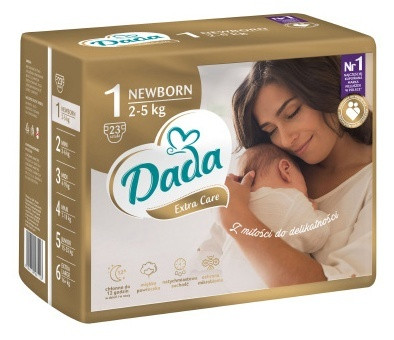 Детские подгузники DADA Extra CARE NEWBORN (упак. 23 шт.) 2- 5 кг, № 1