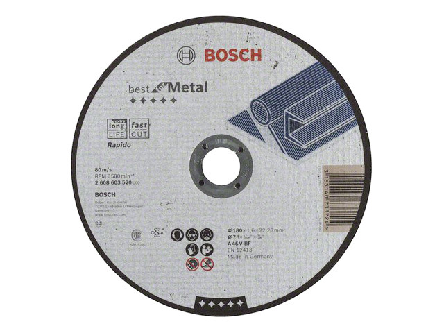 Круг отрезной 180х1.6x22.2 мм для металла Best BOSCH (прямой) - фото 1 - id-p132575372