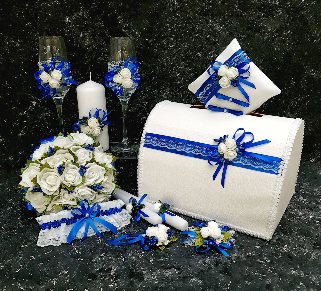 Свадебный набор "Майский" в синем цвете