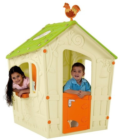 Домик детский игровой уличный Magic Play House, бежевый/зеленый