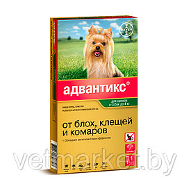 Адвантикс (Advantix) - капли на холку от блох, клещей и комаров для собак весом до 4 кг (1 пипетка)