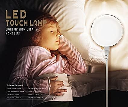 Сетевое зарядное устройство-led лампа Ldnio A2208 2 USB 2.4A Charger + LED Light Touch Lamp (Silver)