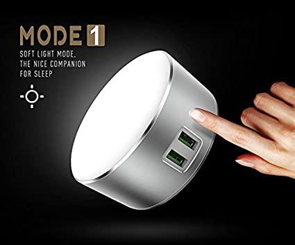 Сетевое зарядное устройство-led лампа Ldnio A2208 2 USB 2.4A Charger + LED Light Touch Lamp (Silver) - фото 3 - id-p142938408