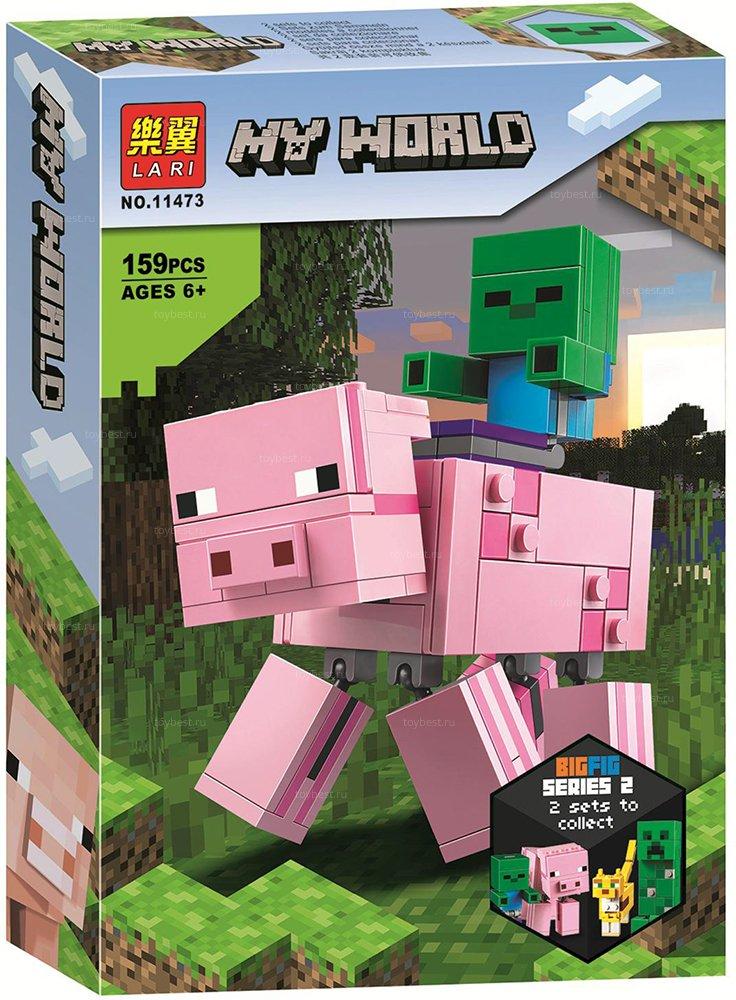 Конструктор Lari 11473 Большие фигурки Minecraft «Свинья и Зомби-ребёнок»
