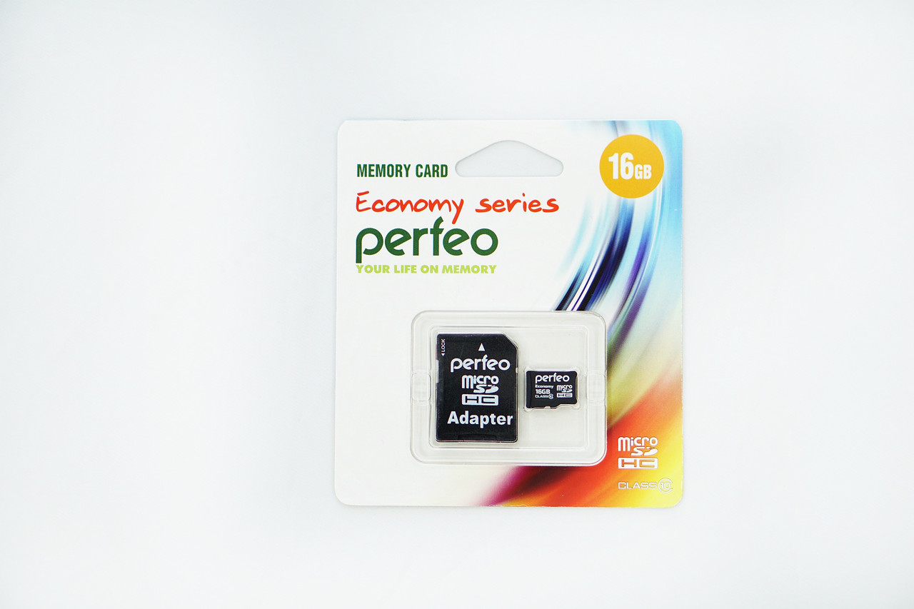 Карта памяти Perfeo на 16Gb с адаптером (Class10) - фото 1 - id-p143073198