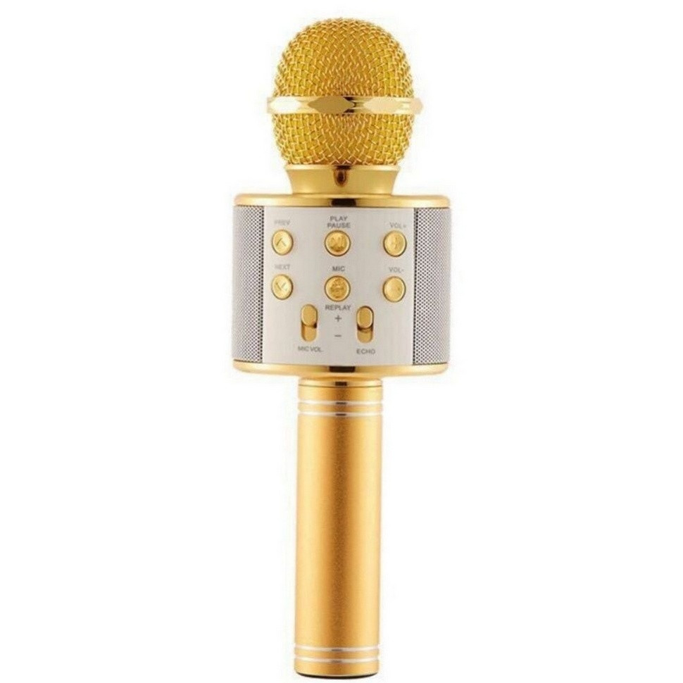 Беспроводной микрофон караоке Wster WS-858 золотой - фото 1 - id-p143073383