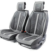 Каркасные 3D накидки на передние сиденья "Car Performance", 2 шт., экокожа CUS-3012 BK/GY