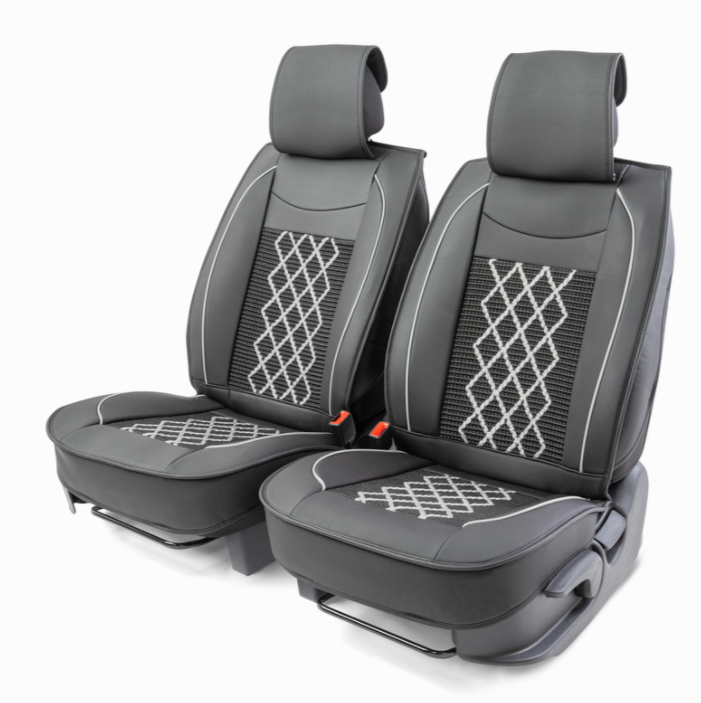 Каркасные накидки на передние сиденья "Car Performance", 2 шт., экокожа CUS-2092 BK/GY - фото 1 - id-p143092830