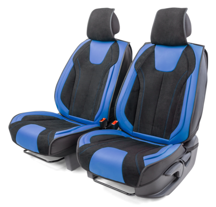 Каркасные 3D накидки на передние сиденья "Car Performance", 2 шт., экокожа/алькантара CUS-3034 BK/BL
