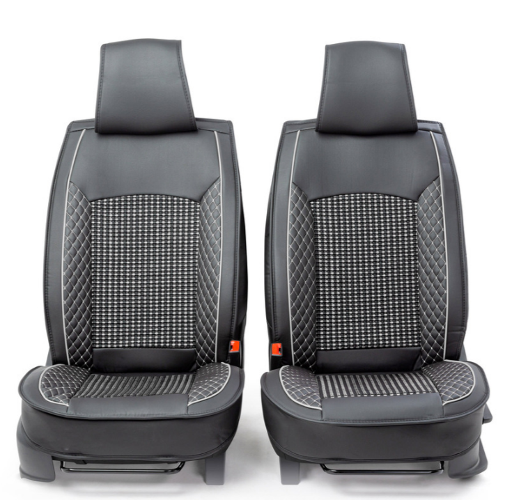 Каркасные накидки на передние сиденья "Car Performance", 2 шт., экокожа CUS-2102 BK/GY - фото 3 - id-p143093647
