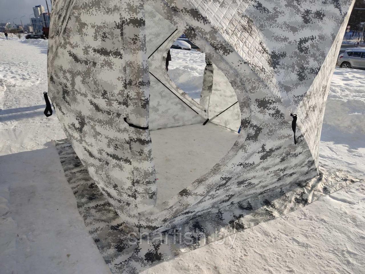 Палатка зимняя утепленная 3-х слойная Trophy Hunter куб 1,8х1,8х2,05м, цвет пиксель-зима - фото 3 - id-p140923124
