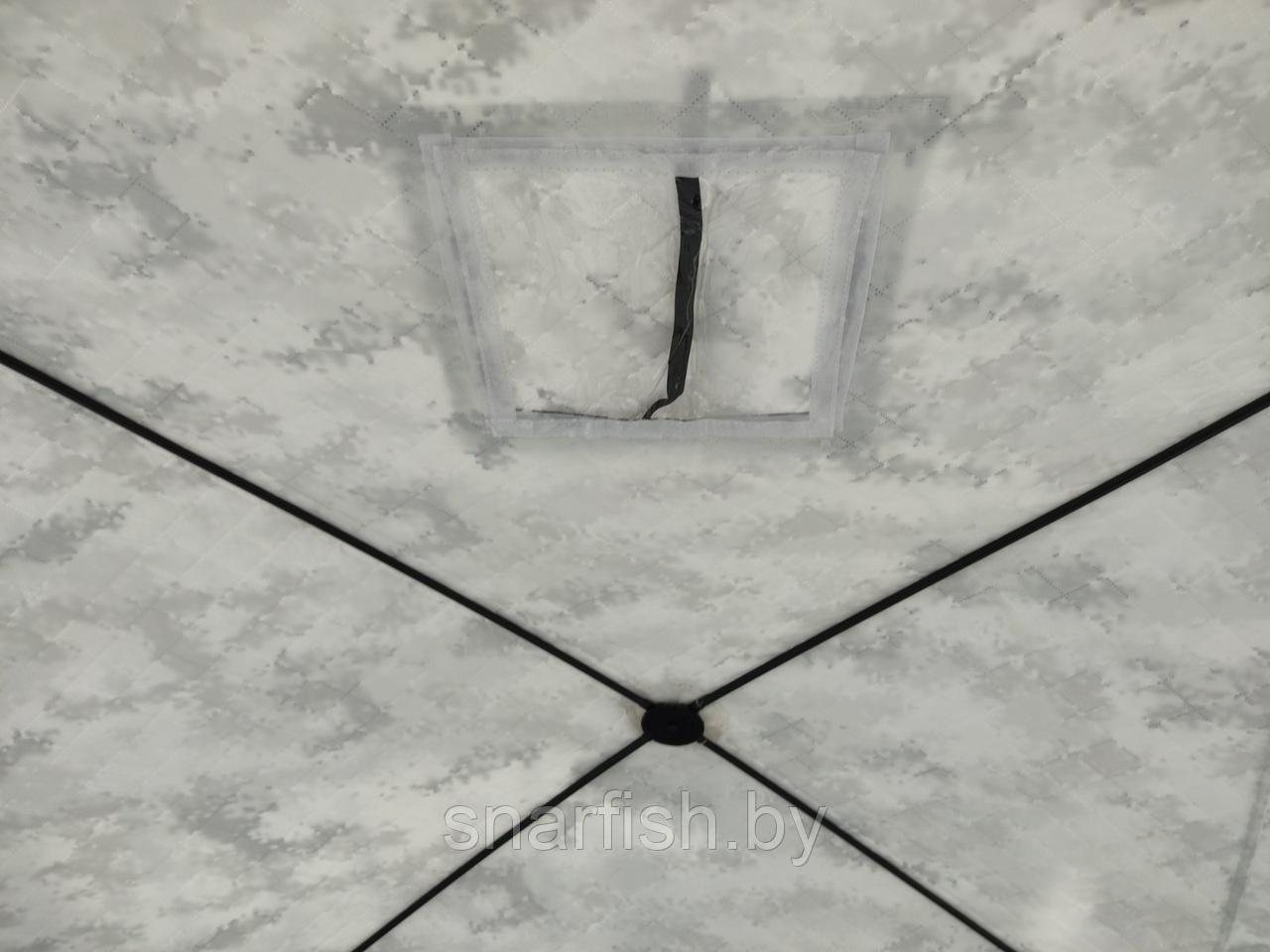 Палатка зимняя утепленная 3-х слойная Trophy Hunter куб 1,8х1,8х2,05м, цвет пиксель-зима - фото 4 - id-p140923124