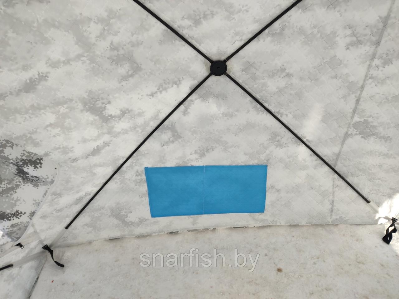 Палатка зимняя утепленная 3-х слойная Trophy Hunter куб 1,8х1,8х2,05м, цвет пиксель-зима - фото 7 - id-p140923124