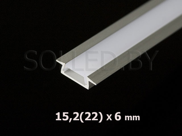 Алюминиевый профиль встраиваемый с экраном 15,2(22)х6 для LED ленты - фото 1 - id-p10008553