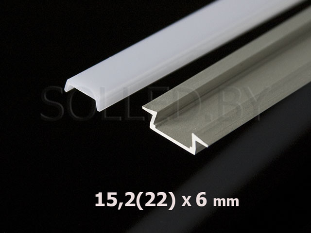 Алюминиевый профиль встраиваемый с экраном 15,2(22)х6 для LED ленты - фото 2 - id-p10008553