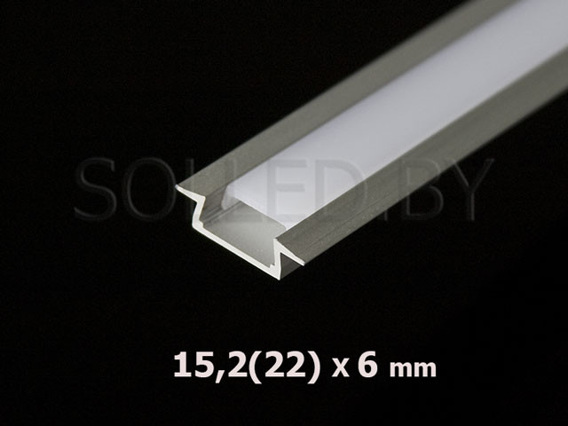 Алюминиевый профиль встраиваемый с экраном 15,2(22)х6 для LED ленты - фото 3 - id-p10008553