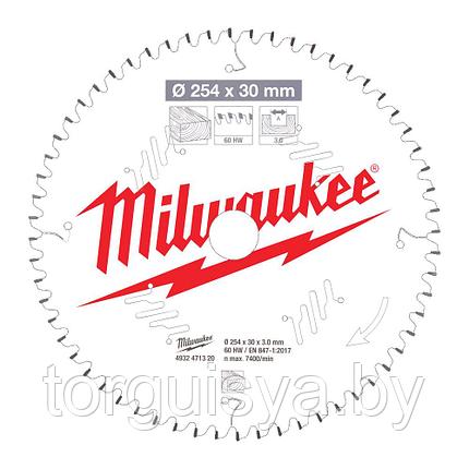 Диск пильный по дереву D 254х30х3,0 мм 60Z для циркулярной пилы MILWAUKEE, фото 2