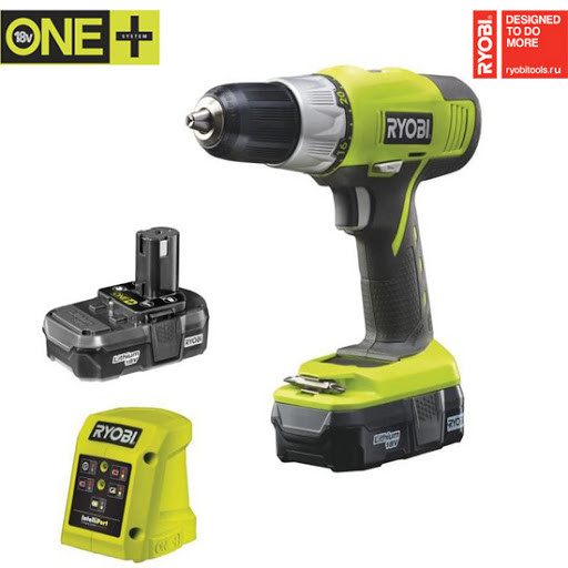 Дрель-шуруповерт RYOBI R18DD3 + Батарея + Зарядка