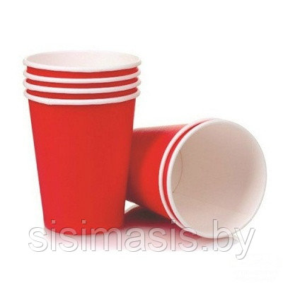 Бумажные одноразовые стаканчики 200-250мл., красные/Уп. 50шт.
