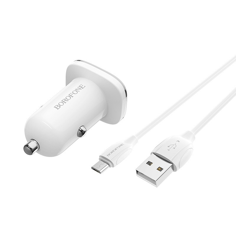 Автомобильное зарядное устройство BOROFONE BZ12 + кабель microUsb, 2USB, 2.4A макс - фото 3 - id-p143199190