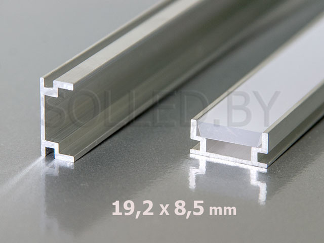 Алюминиевый профиль встраиваемый (в пол) с экраном 19,2х8,5 для LED ленты - фото 1 - id-p3184180
