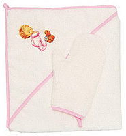Банный набор розовый (Полотенце, рукавичка)
