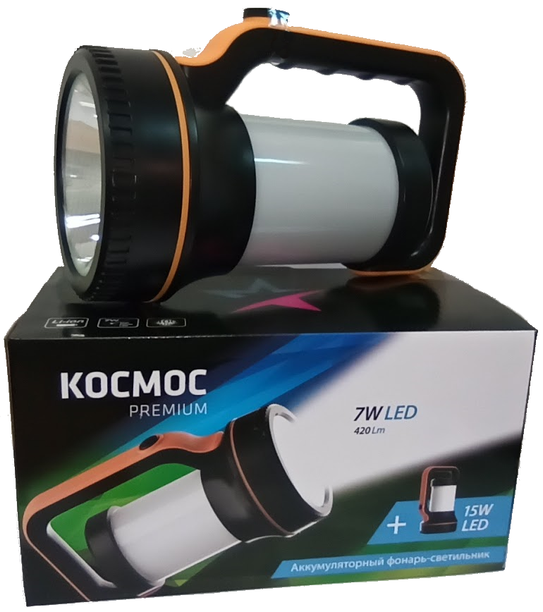 Космос KOSAccu2007W - Фонарь-прожектор со светильником аккумуляторный (7Вт LED+30*0.5Вт, Li-On 4800мАч) - фото 1 - id-p143205526