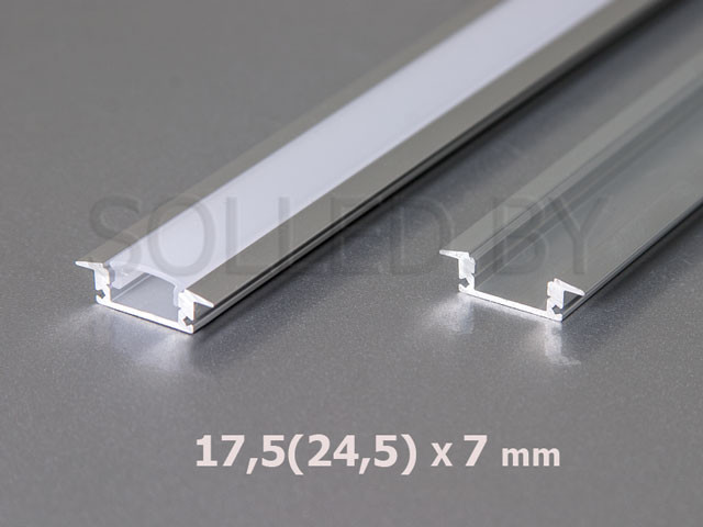 Алюминиевый профиль встраиваемый с экраном 17,5(24,5)х7 для LED ленты - фото 1 - id-p3069470