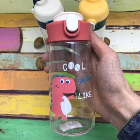 Пластиковая детская бутылка для воды Дино, 350 мл Красный Dino