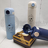 Термос с силиконовой трубочкой Мой лучший питомец, 420 мл Голубой Puppy (Щенок), фото 2