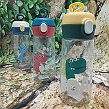 Пластиковая детская бутылка для воды Дино, 350 мл Синий Dino, фото 2