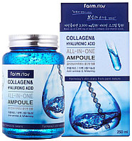 [Farmstay] Ампульная сыворотка для лица Collagen & Hyaluronic Acid All-In-One Ampoule 250 ml