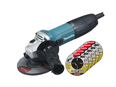 Одноручная углошлифмашина MAKITA GA 5030 X3 в кор. + 5 отрезных кругов (720 Вт, диск 125х22 мм, без регул. об.