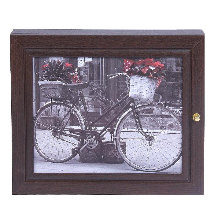 Ключница деревянная «Велосипед с цветами»