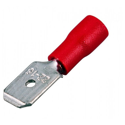 Клемма плоская изолированная штекер 6.3 мм 0.5-1.5 мм² (РПи-п 1.5-(6.3)) красная REXANT, фото 2