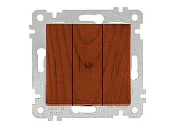 Выключатель 3-клав. (скрытый, без рамки, винт. зажим) вишня, RITA, MUTLUSAN (10 A, 250 V, IP 20)