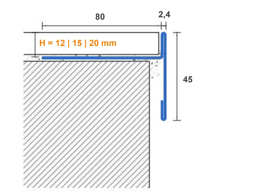 Балконный профиль Protec CPEI/ 45/15 Нержавеющая сталь полированная - фото 5 - id-p143281344