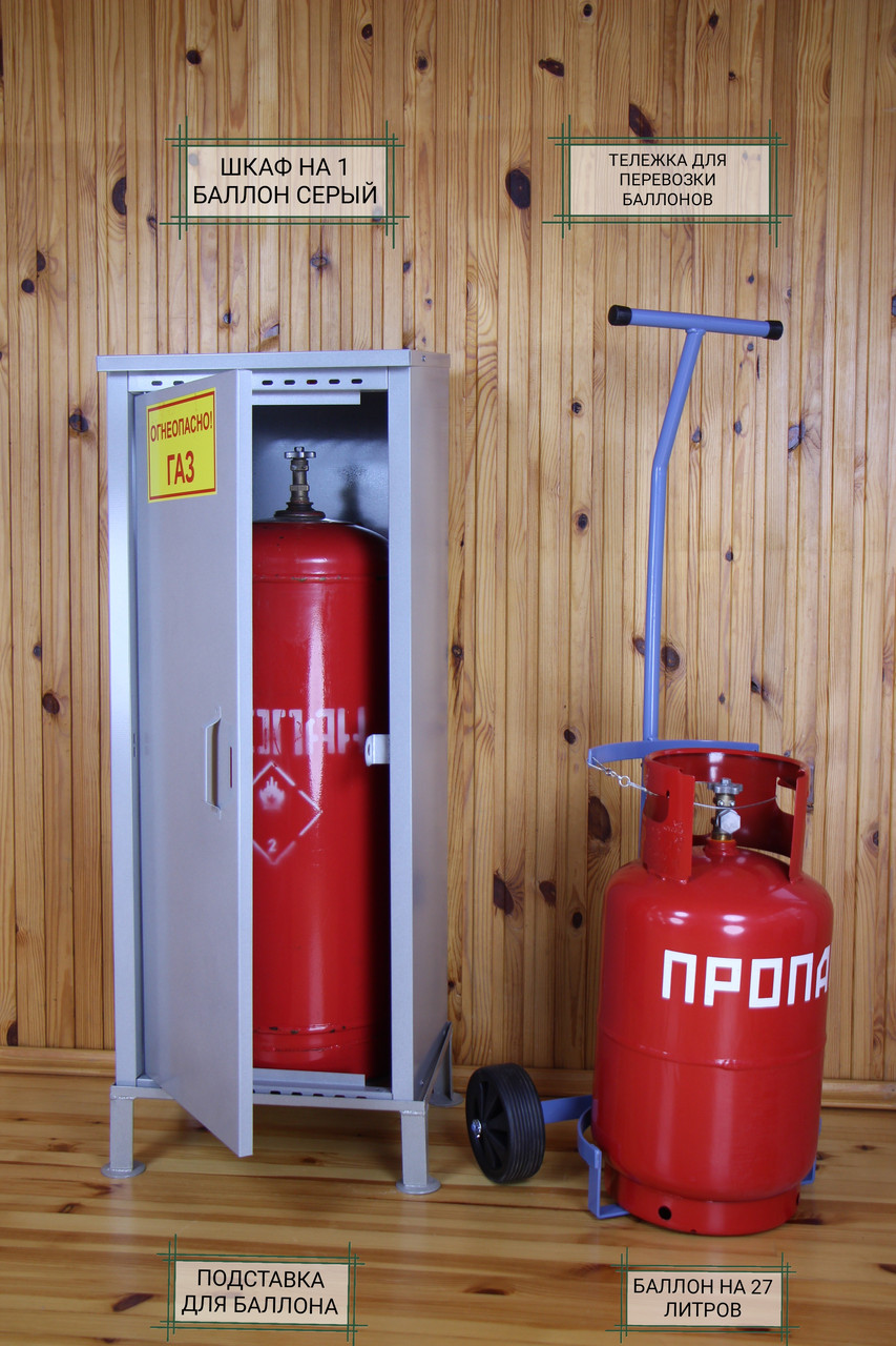 Шкаф на один газовый баллон (оцинкованный, цвет серый)