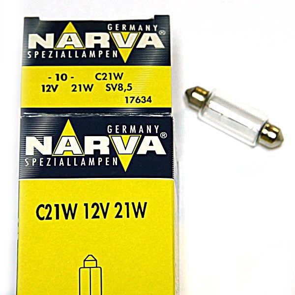 Лампа, лампочка накаливания, галогенная C21W (SV8.5/8) 41мм 12V 17634 1 шт