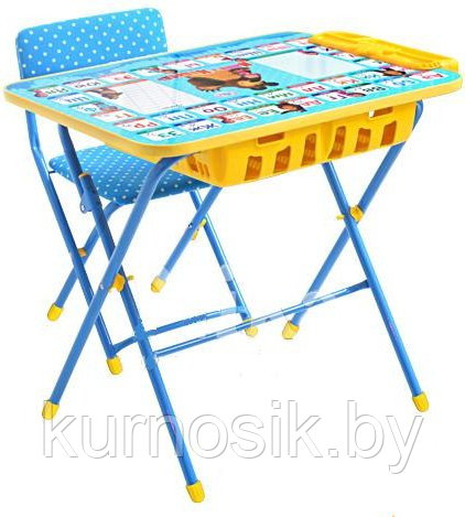 Набор детской мебели Ника «КУ2П/2» с большим пеналом Маша и Медведь голубой - фото 2 - id-p11530716