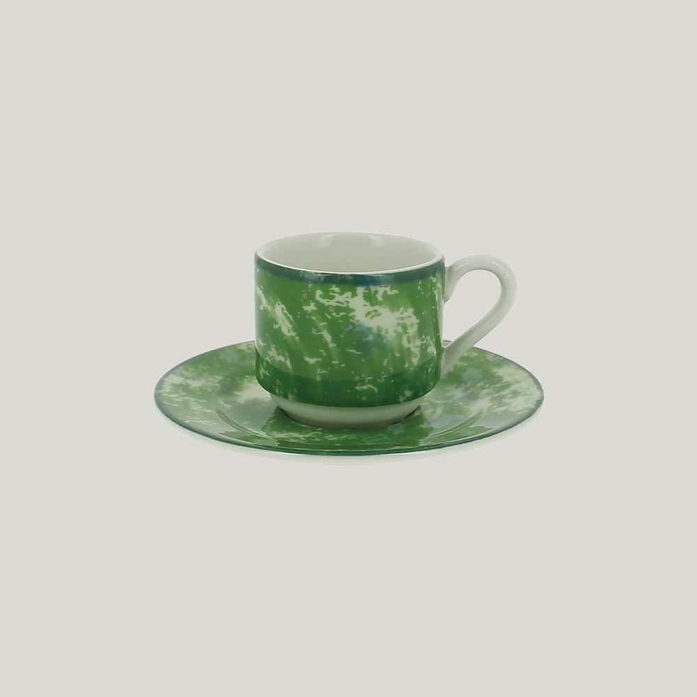 Блюдце RAK Porcelain Peppery круглое 13 см, зеленый цвет (для чашки 90 мл) - фото 1 - id-p143293856